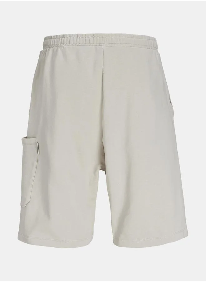 JACK & JONES Solid Sweat Shorts with Patch Pocket