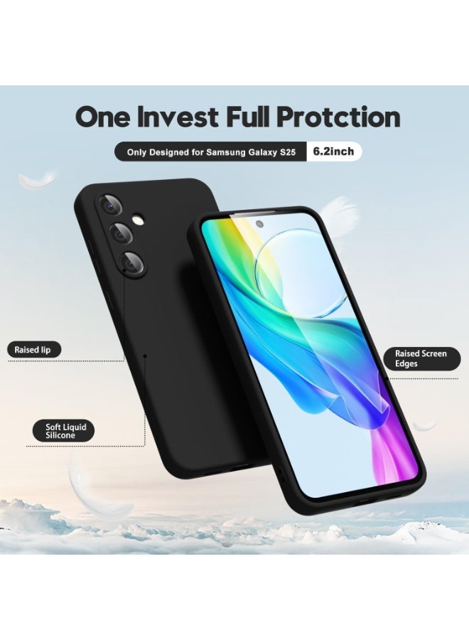Protective phone case for Samsung Galaxy S25 FE made of liquid silicone, soft and thin gel cover made of thermoplastic polyurethane for women and girls, aesthetic design, matte hard cover and shockproof in black - Image 3