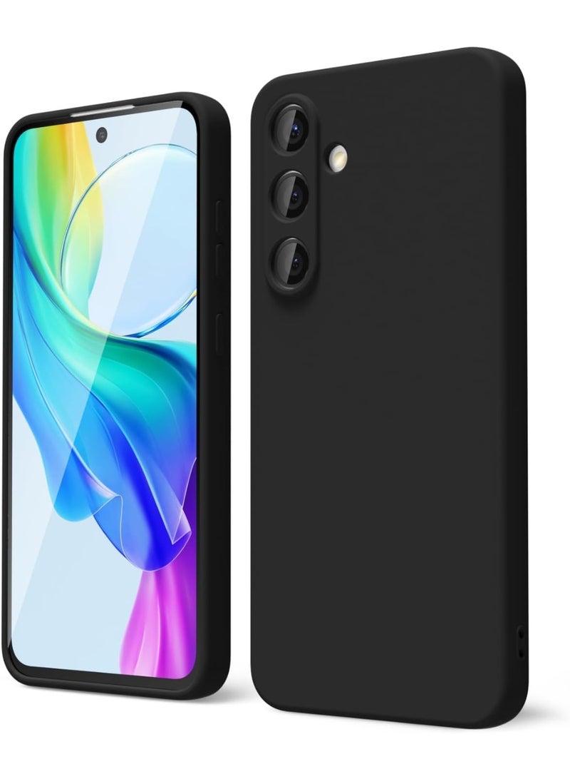 Protective phone case for Samsung Galaxy S25 FE made of liquid silicone, soft and thin gel cover made of thermoplastic polyurethane for women and girls, aesthetic design, matte hard cover and shockproof in black - Image 1