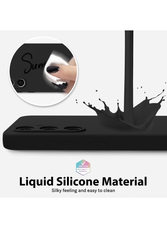 Protective phone case for Samsung Galaxy S25 FE made of liquid silicone, soft and thin gel cover made of thermoplastic polyurethane for women and girls, aesthetic design, matte hard cover and shockproof in black - Image 4