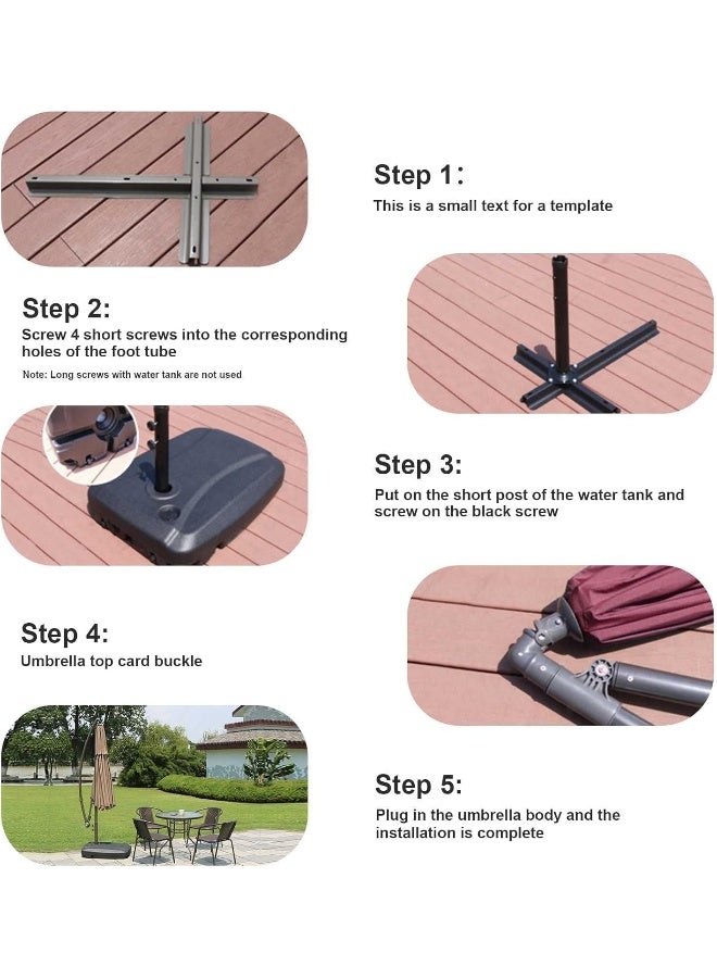 MOMENT 3M Patio Umbrella With Adjustable Stand And Cross Base Water Tank, Outdoor Large Umbrella Windproof Offset Hanging Tilt Fade Resistant Umbrella For Garden Deck Pool Lawn Backyard - Image 5