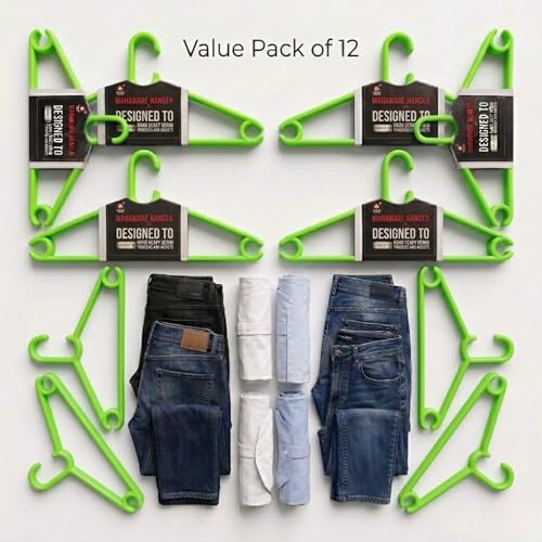 Mahaware Polypropylene Cloth Hanger, Pack of 12 - Heavy Duty Plastic Hanger for Wardrobe, Space Saving Clothes Hanger, Anti-Slip Hanger Cloth Plastic for Closet Organization (Green, 12 Count) - Image 4
