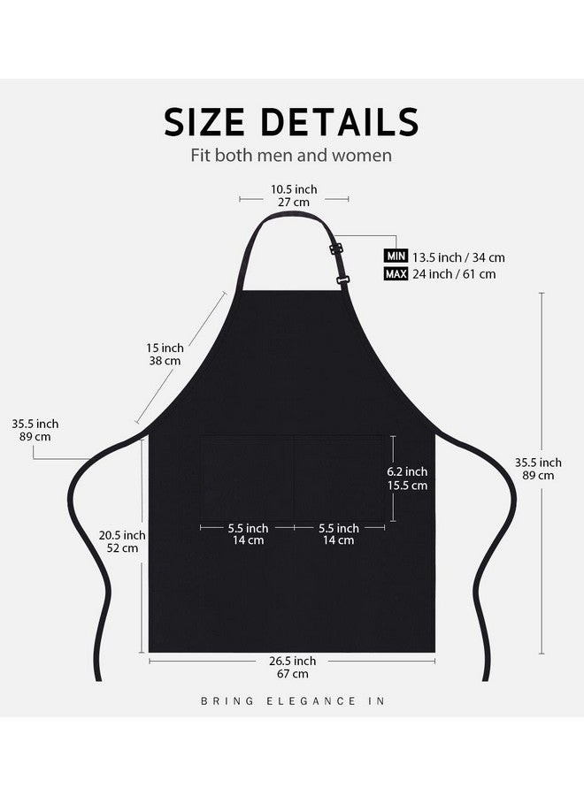 Syntus 4 Pack Chef Apron, Adjustable Bib Apron Waterdrop Resistant Professional Cooking Aprons for Men Women with 2 Pockets, Black - Image 2
