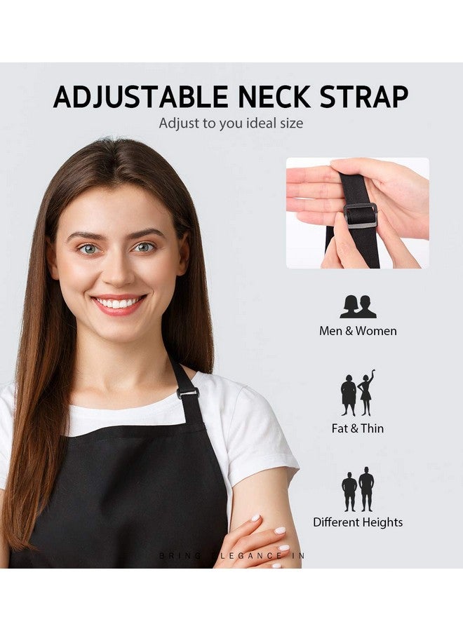 Syntus 4 Pack Chef Apron, Adjustable Bib Apron Waterdrop Resistant Professional Cooking Aprons for Men Women with 2 Pockets, Black - Image 5