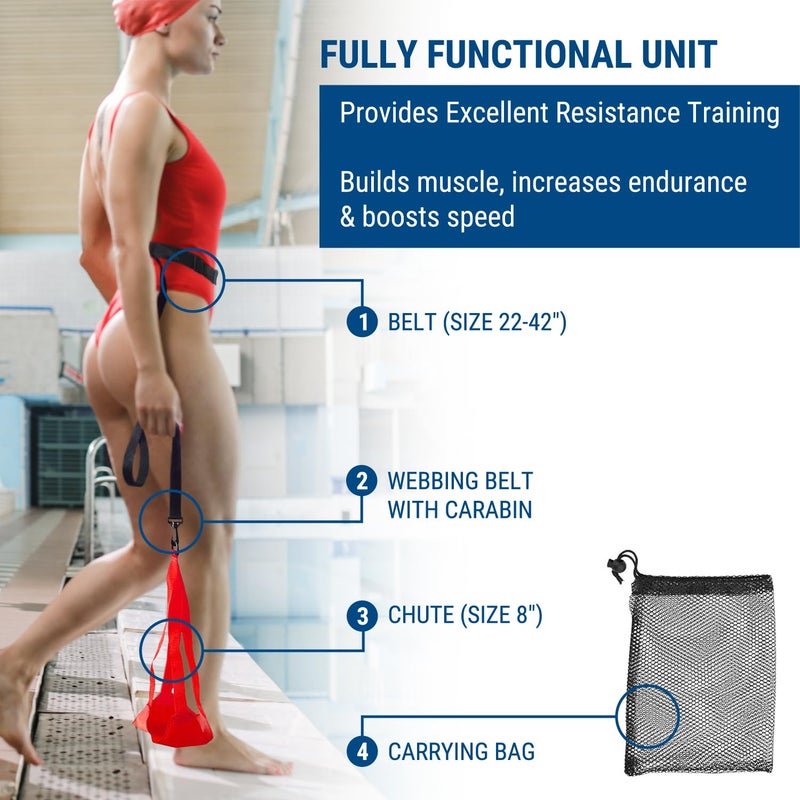 BULLETSHAKER Swim Parachute - Resistance Training Equipment with Swimming Tempo Trainers - Image 2