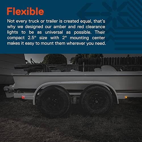 ONLINE LED STORE TRUE MODS 4pc 2.5" Amber + Red LED Trailer Marker Light w/Chrome Bezel [DOT FMVSS 108] [SAE P2] [Surface Mount] [Waterproof IP67] Clearance Side Marker Lights for Trailer Truck - Image 2