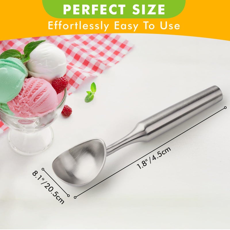 Saebye Ice Cream Scoop Stainless Steel. Ice Cream Scooper, Heavy Duty, Seamless Design, Comfortable Grip Long Handle, for Ice Cream, Gelato, Sorbet, Cookie Dough, Melon, Frozen Yogurt - Image 2