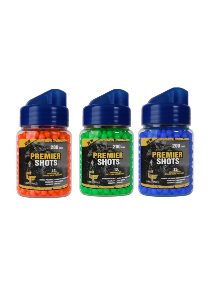 Premium Premier Shots Airsoft BBs Bullets – 3-Color Pack (Orange, Green, Blue) – 200 Count Each, 0.12g Premium Precision Pellets - Image 4