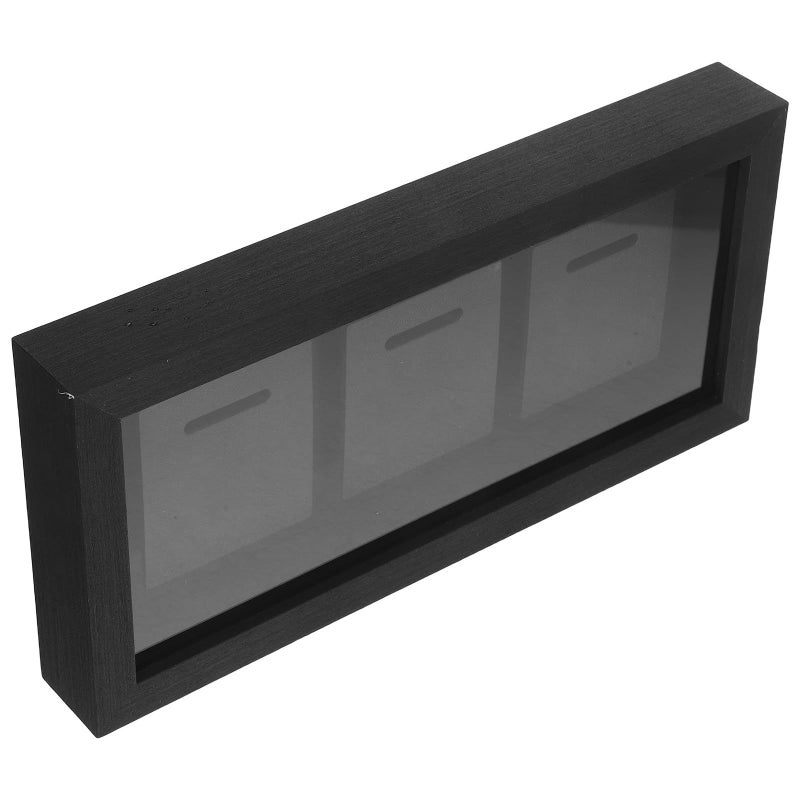 Solid Black Wood Medal Display Box Wall Mount Tabletop Storage 3 Medal Capacity - Image 2