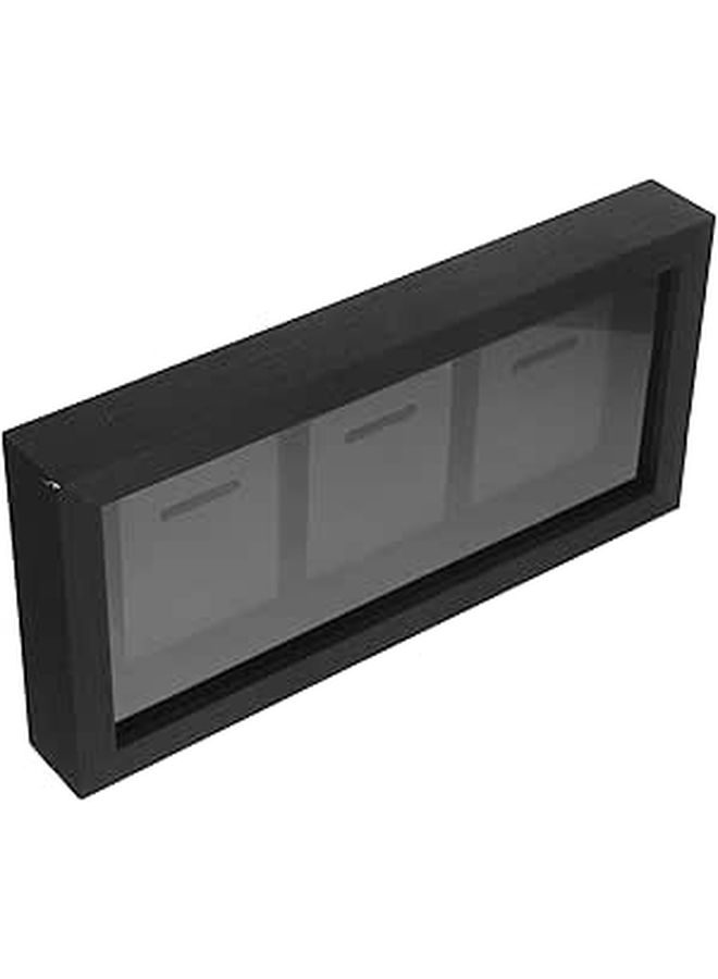 Solid Black Wood Medal Display Box Wall Mount Tabletop Storage 3 Medal Capacity - Image 1
