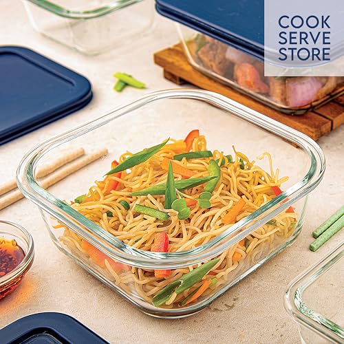La Opala Cook Serve Store 100% Borosilicate Glass Storage Container | Simply Store with Silicon Lid | Square 950 ml | Microwave & Oven Proof | Dishwasher & Freezer Proof | Durable | Transparent - Image 3