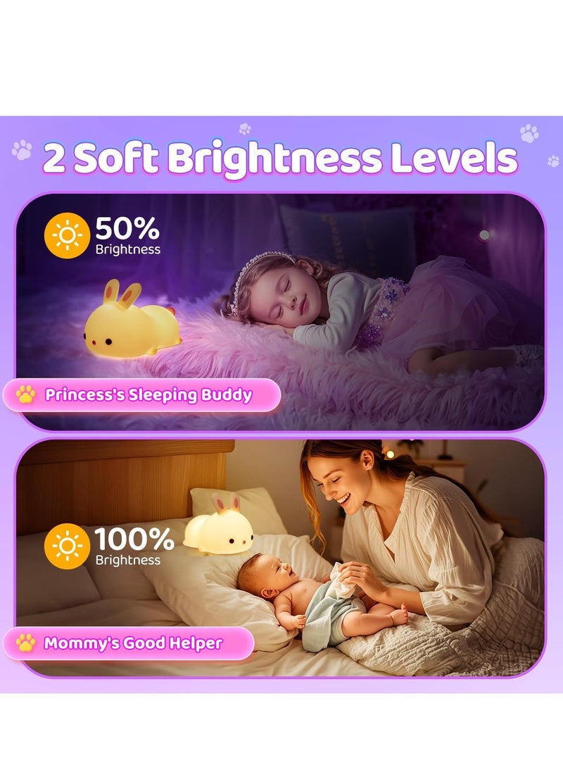 ELTRAZONE Cute Bunny Kids Night Light – Soft LED Nursery Lamp with 7 Color Changing Options, Rechargeable Battery, Perfect for Children's Room Decor, Safe and Eco-Friendly, Ideal Gift for Boys and Girls - Image 3