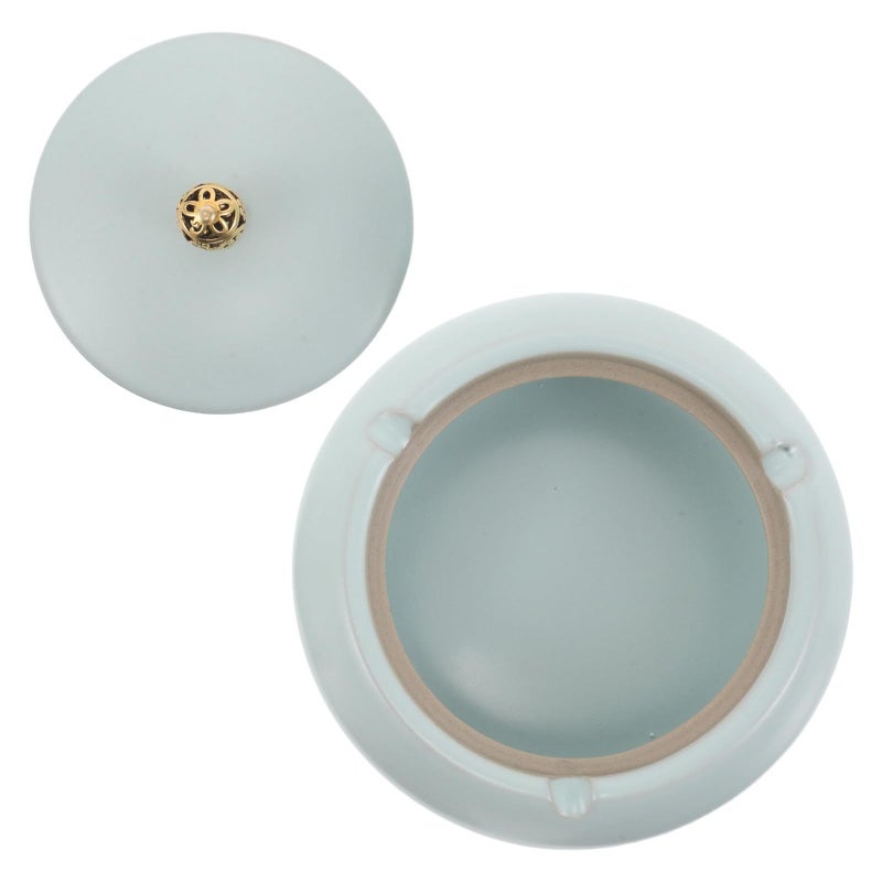 Ceramic Ashtray With Lid Windproof Cigarette Holder Small Decorative Indoor Outdoor - Image 2