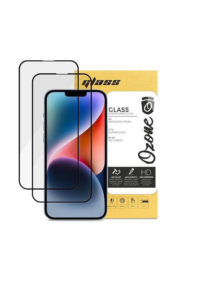 O Ozone Tempered Glass Screen Protector for iPhone 14 Plus 9H Hardness Full HD Coverage Touch Sensitive Screen Guard (Pack of 2) - Image 1