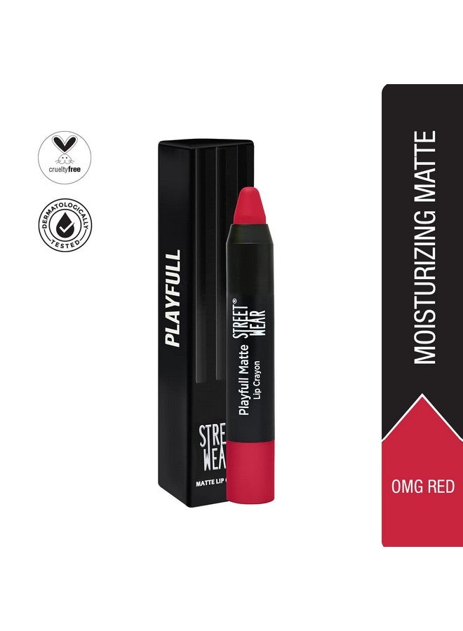 Street Wear Playfull Matte Lip Crayon -Omg Red (Red) - 16 Gms - Enriched With Shea Butter, Vitamin C, Vitamin E, Moisturizing Matte, Non-Drying Formula, Intense Pigment, Longwear - Image 2