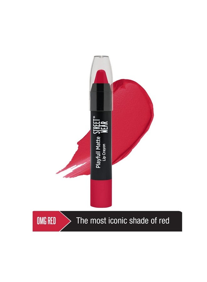 Street Wear Playfull Matte Lip Crayon -Omg Red (Red) - 16 Gms - Enriched With Shea Butter, Vitamin C, Vitamin E, Moisturizing Matte, Non-Drying Formula, Intense Pigment, Longwear - Image 3