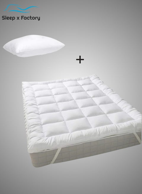 Premium Sleeping Pack – 140×200 cm Mattress Topper (Available in 10 / 14 / 20 cm Heights) + 1 Luxurious Microfiber Pillow