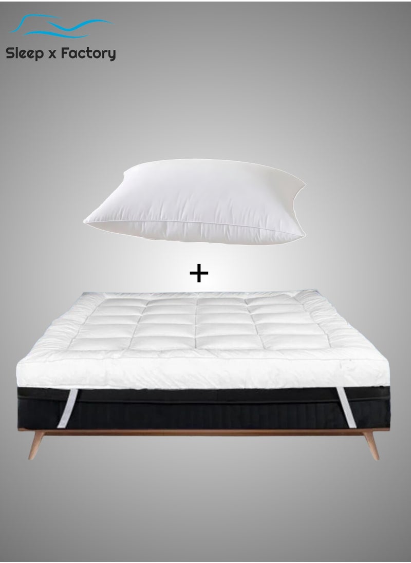 Sleeping Pack Mattress Topper Size 140x200 cm with 10 cm Height and Luxurious Pillow - pzsku/Z54B57379E772887D701CZ/45/_/1720943618/04ef2042-cdf8-452d-9187-65fcd460657c