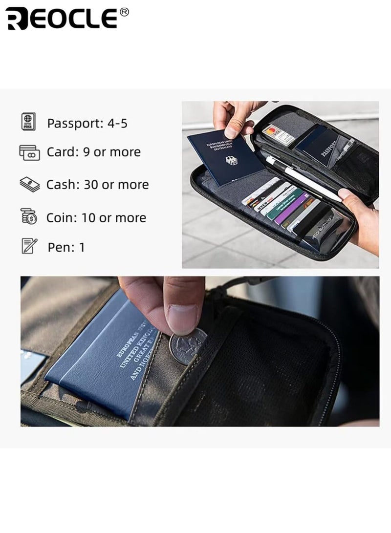 REOCLE Family Passport Holder Travel Wallet with RFID Blocking Travel Document Organiser Passport Cover Secure for Passport ID Cards Flight Tickets Money Durable Lightweight Portable Ideal for Family Travel Business Trips Vacation Suitable for Travelers - Image 3