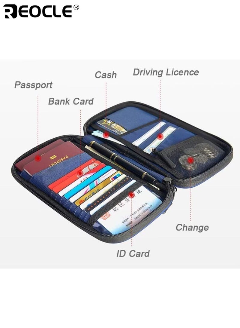 REOCLE Family Passport Holder Travel Wallet with RFID Blocking Travel Document Organiser Passport Cover Secure for Passport ID Cards Flight Tickets Money Durable Lightweight Portable Ideal for Family Travel Business Trips Vacation Suitable for Travelers - Image 2