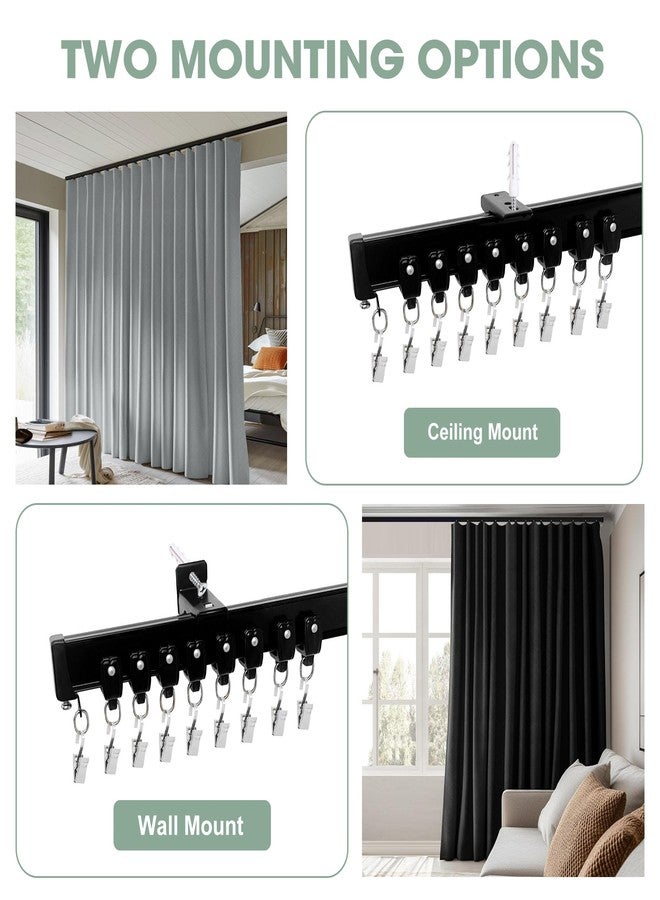 Cbsroro Flexible Ceiling Curtain Track, Bendable Room Divider Curtain Tracks with Clips for Ceiling Mount, Heavy Duty Curtains Rails for Wall Bedroom Hospital Shower Privacy RV, Aluminum, Black, 9 FT - Image 3