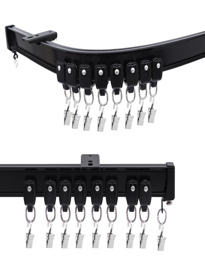 Cbsroro Flexible Ceiling Curtain Track, Bendable Room Divider Curtain Tracks with Clips for Ceiling Mount, Heavy Duty Curtains Rails for Wall Bedroom Hospital Shower Privacy RV, Aluminum, Black, 9 FT - Image 1
