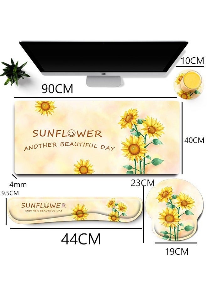 Bukela Mouse pad, Gaming Mouse Pad Wrist Support Set,4in1 Desk Mat+ Keyboard Wrist Rest+Mouse Wrist Rest+Coaster Set with Ergonomic Design for Home Office Table Computer - Image 2