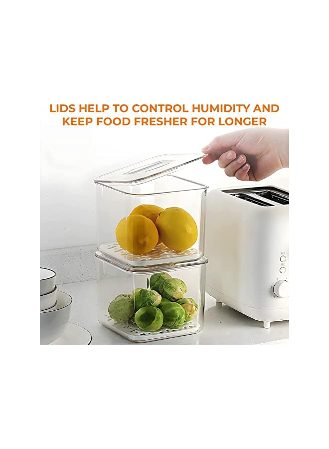 IAF Refrigerator Organizers, Clear Acrylic Storage Container with Lid, Leak-Proof Durable Food Container, Lunch Box, Fruit, and Salad – Kitchen, Fridge, Pantry (Set 3) - Image 5