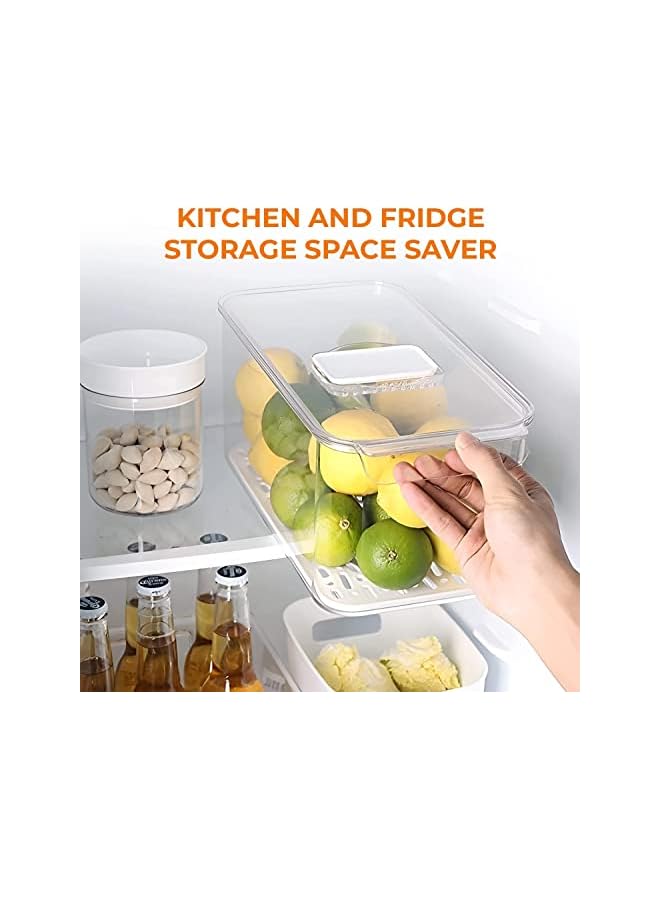 IAF Refrigerator Organizers, Clear Acrylic Storage Container with Lid, Leak-Proof Durable Food Container, Lunch Box, Fruit, and Salad – Kitchen, Fridge, Pantry (Set 3) - Image 4