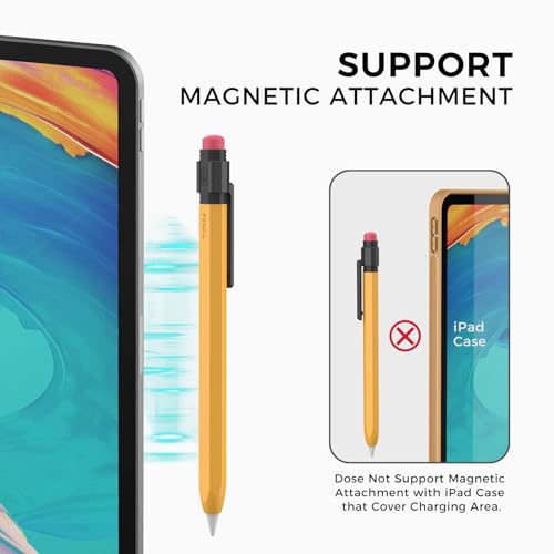 TRONWIN Apple Pencil USB C Case,Silicone Sleeve Protective Cover Perfect Grip Skin Classic Design with Sturdy Clip Compatible with Apple Pencil USB-c for ipad pro (Yellow) - Image 3