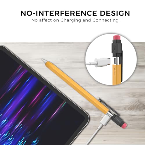 TRONWIN Apple Pencil USB C Case,Silicone Sleeve Protective Cover Perfect Grip Skin Classic Design with Sturdy Clip Compatible with Apple Pencil USB-c for ipad pro (Yellow) - Image 4