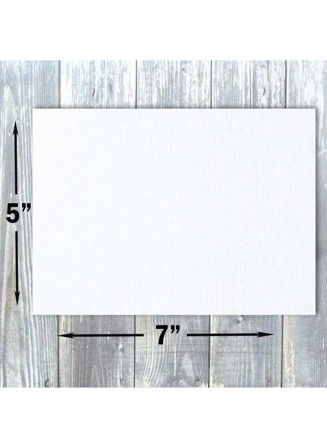 Hamilco White Linen Cards And Envelopes Flat 5" X 7" Cardstock Paper 80Lb Cover 100 Pack  - Image 2
