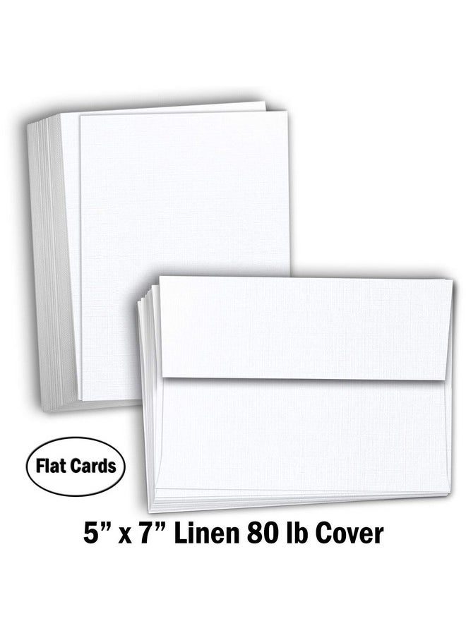 Hamilco White Linen Cards And Envelopes Flat 5" X 7" Cardstock Paper 80Lb Cover 100 Pack  - Image 5