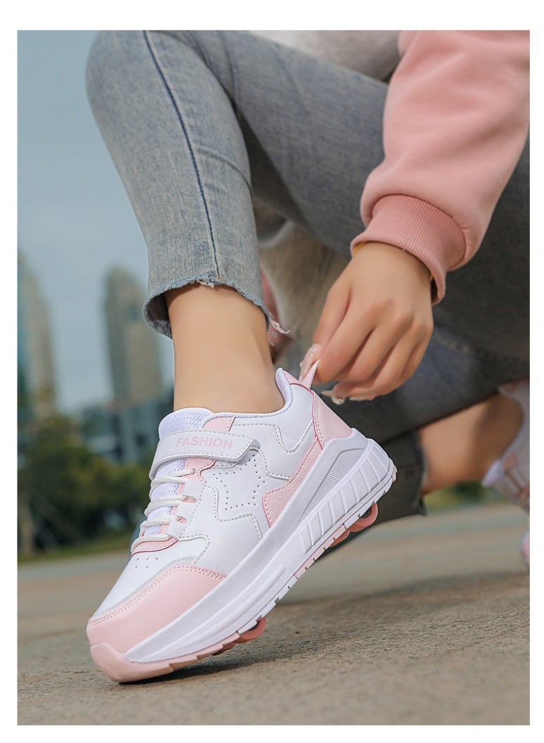 إسكدنيا Kids Roller Skates Shoes 4 Wheels Roller Shoes Boys Girls Wheel Shoes Roller Sneakers Shoes for Beginner More Balanced - Image 3