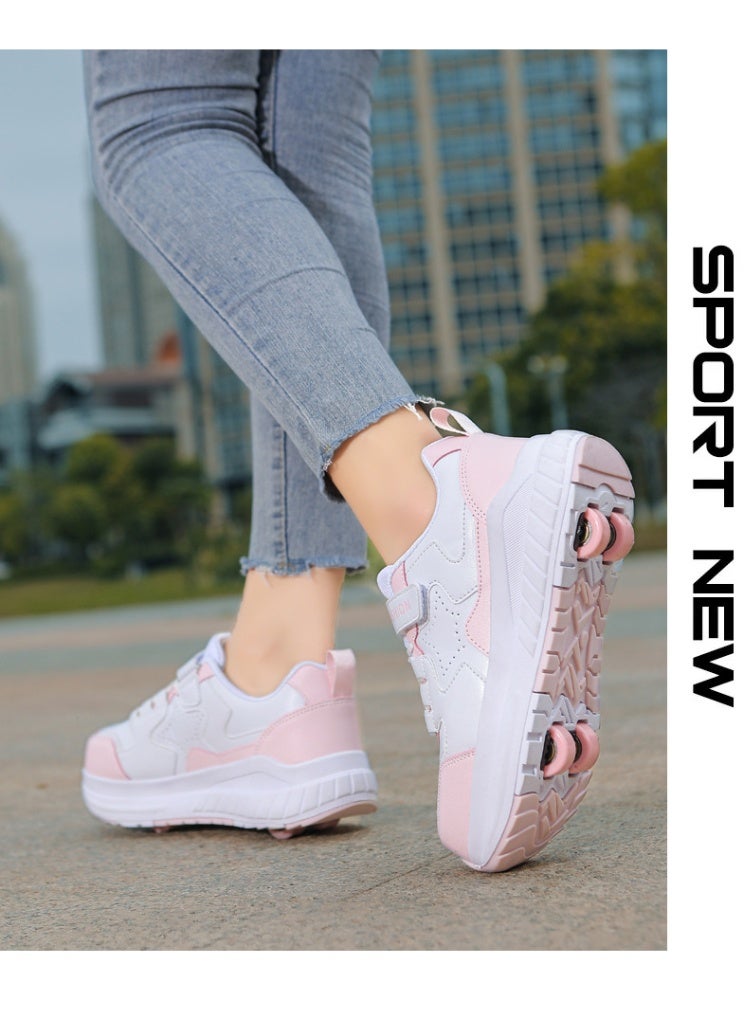 إسكدنيا Kids Roller Skates Shoes 4 Wheels Roller Shoes Boys Girls Wheel Shoes Roller Sneakers Shoes for Beginner More Balanced - Image 5