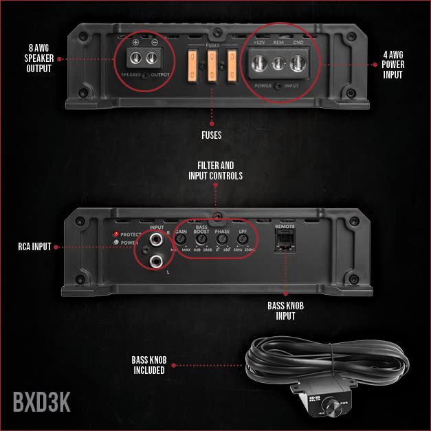 Belva BXD3K 3000W Peak BX-Series 1-Ohm Stable Class-D Monoblock Car Audio MOSFET Amplifier with Remote Subwoofer Level Control - Image 2