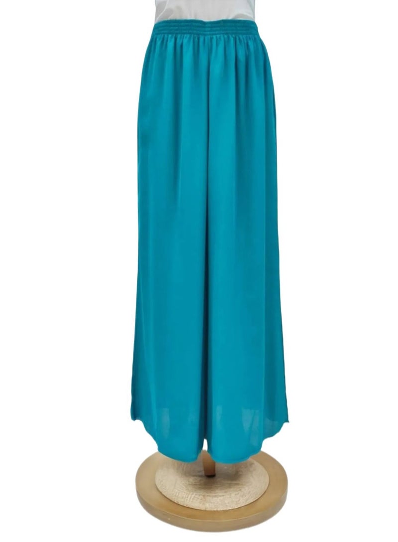 Dee's Fashion Wide Leg Chiffon Palazzo Pants with Elastic Waistband, Flowy Design & Divider Skirt for Women – Comfortable and Stylish  - Image 1