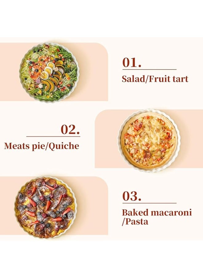 LENND Baking Pan Pie Pan, Ceramic Baking Dish, Cake Pan, Round Pie Plate,Tart Pan with Ruffled Edge, Deep Porcelain Quiche Pan for Pizza, Apple Pie, Microwave Dishwasher and Oven Safe, 10 Inches/25CM - Image 4