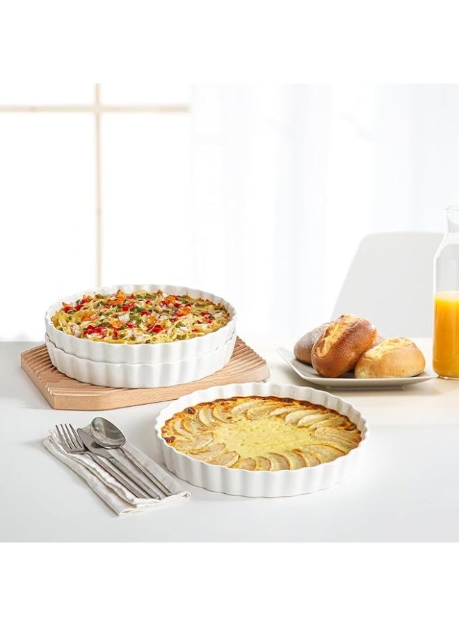 LENND Baking Pan Pie Pan, Ceramic Baking Dish, Cake Pan, Round Pie Plate,Tart Pan with Ruffled Edge, Deep Porcelain Quiche Pan for Pizza, Apple Pie, Microwave Dishwasher and Oven Safe, 10 Inches/25CM - Image 1