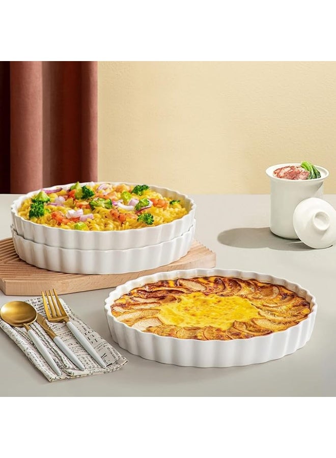LENND Baking Pan Pie Pan, Ceramic Baking Dish, Cake Pan, Round Pie Plate,Tart Pan with Ruffled Edge, Deep Porcelain Quiche Pan for Pizza, Apple Pie, Microwave Dishwasher and Oven Safe, 10 Inches/25CM - Image 5