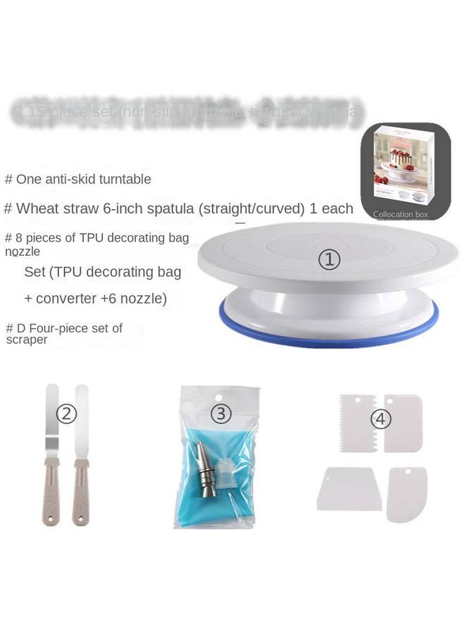 Bluejw Cake Turntable Cake Turntable Decorating Table Wheat Straw Plastic PP Rotary Baking Tool Diy Suit Combination - Image 1