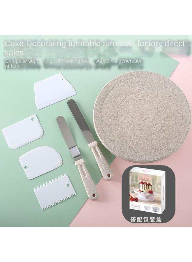 Bluejw Cake Turntable Cake Turntable Decorating Table Wheat Straw Plastic PP Rotary Baking Tool Diy Suit Combination - Image 2