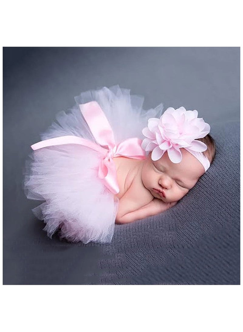 Newborn Baby Girl Tutu Skirt And Headband Photography Props Outfit  - Image 1