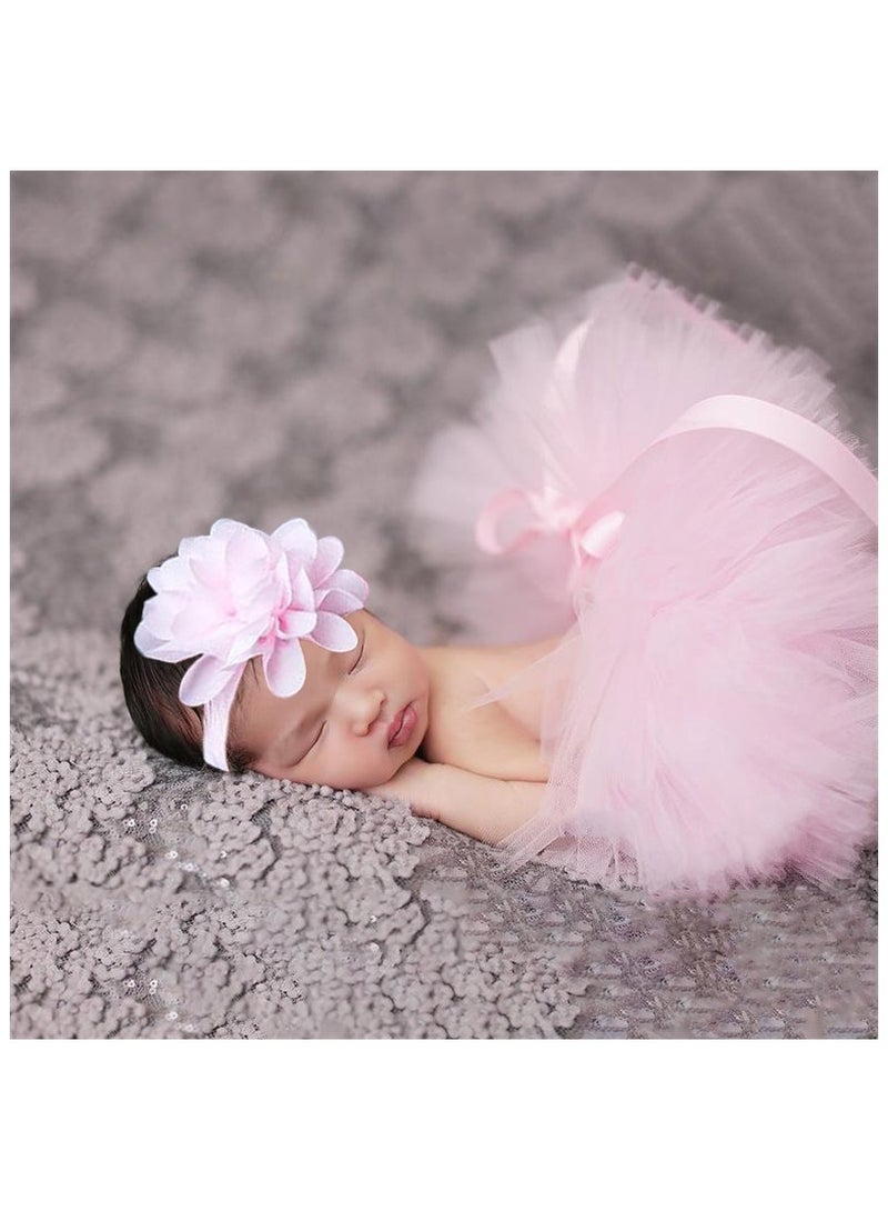 Newborn Baby Girl Tutu Skirt And Headband Photography Props Outfit  - Image 3