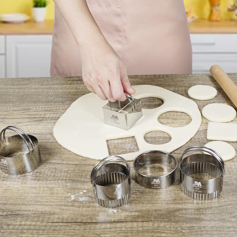 M JINGMEI Square Biscuit Cutter Set 1.75inch 2inch 2.25inch 2.75inch 3.25inch, Stainless Steel Cookies Cutter with Handle, Professional Baking Dough Tools,5pcs set GIFT PACKAGE - Image 5