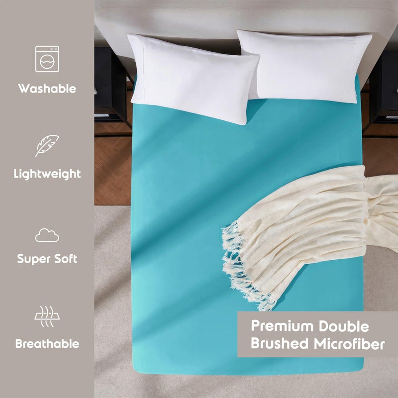 Nestl Beach Blue Mitted Sheet Size Size Extra Pocket Queen Sheert فقط 1800 Microfiber Perced Sleft Soft Soft Forged Coert Pitts تصل إلى 24 بوصة مرتبة - صفيحة بحجم كوين مجهزة - Image 3