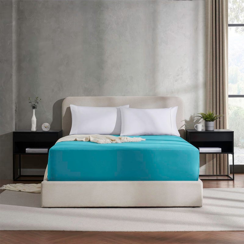 Nestl Beach Blue Mitted Sheet Size Size Extra Pocket Queen Sheert فقط 1800 Microfiber Perced Sleft Soft Soft Forged Coert Pitts تصل إلى 24 بوصة مرتبة - صفيحة بحجم كوين مجهزة - Image 2