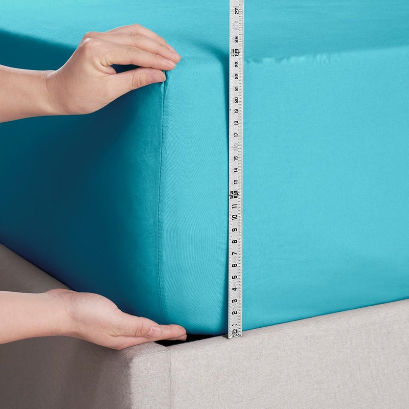 Nestl Beach Blue Mitted Sheet Size Size Extra Pocket Queen Sheert فقط 1800 Microfiber Perced Sleft Soft Soft Forged Coert Pitts تصل إلى 24 بوصة مرتبة - صفيحة بحجم كوين مجهزة - Image 4