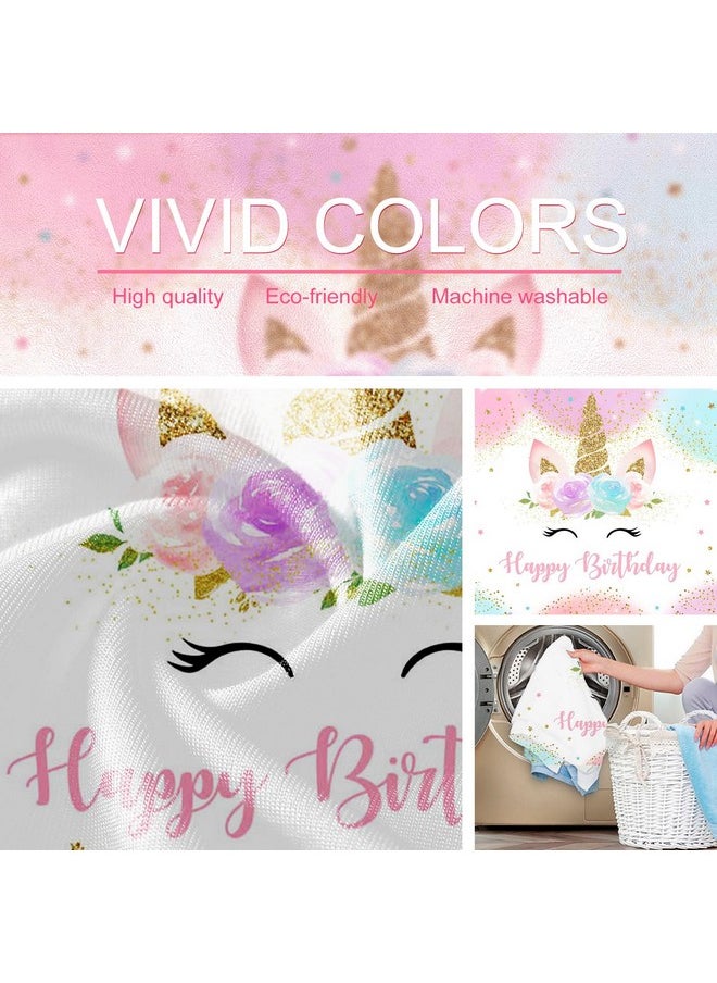 Mocsicka Unicorn Birthday Decorations Unicorn Backdrop For Girls Birthday Party 5X3Ft Pastel Rainbow Unicorn Glitter Stars Dots Happy Birthday Banner Photo Booth Props  - Image 5