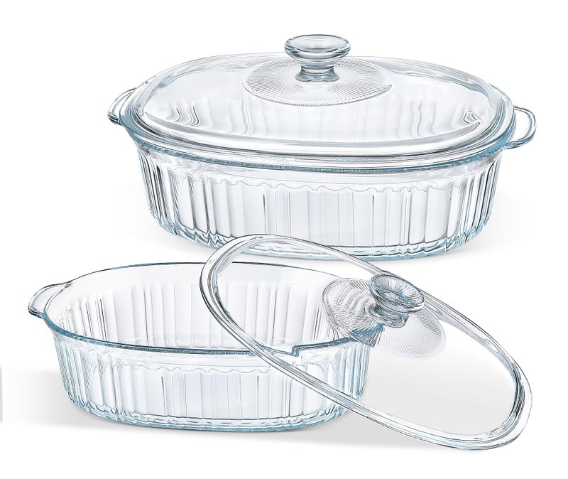 M MCIRCO 4-Piece Glass Casserole Baking Dish, Set of 2 Casseroles With Glass Lids, 1.9 Qt and 3 Qt - Image 1